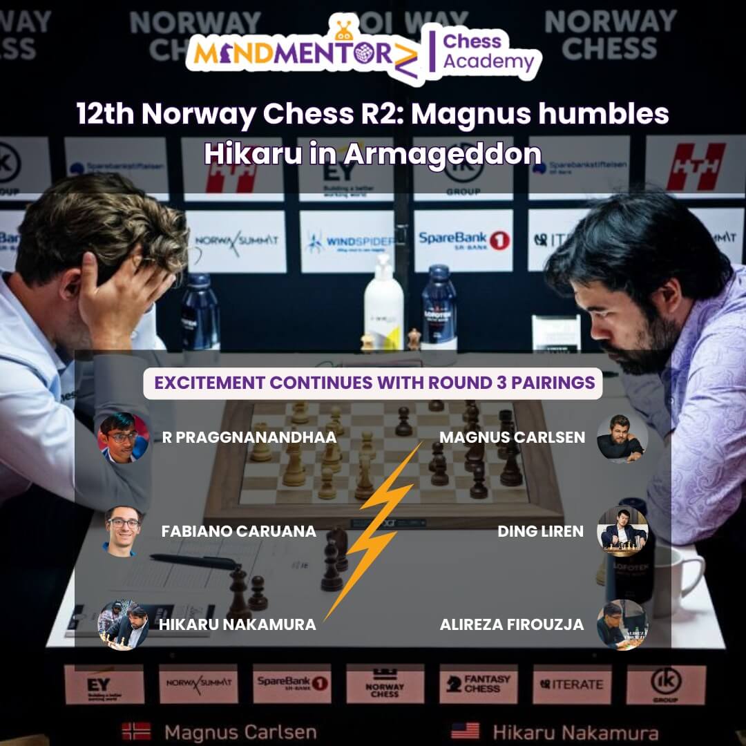 Magnus dominates Hikaru in Armageddon at Norway Chess 2024 Round 2