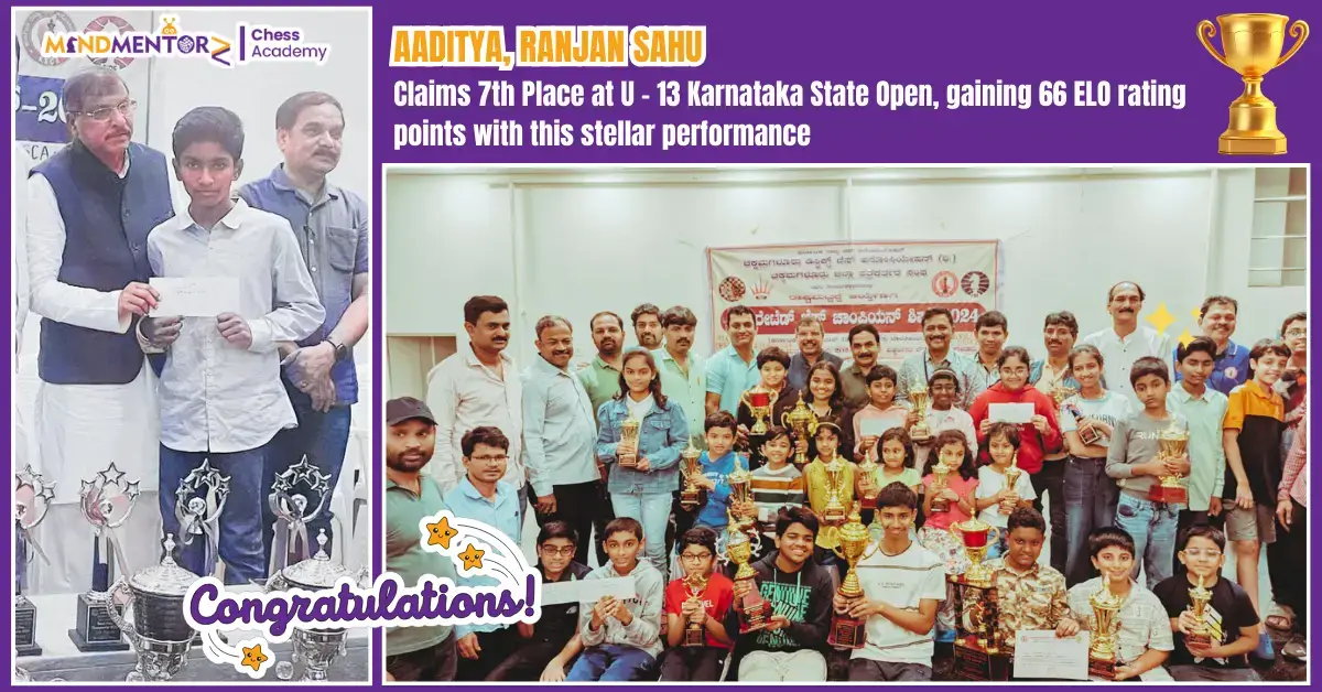 Aaditya Sahu finishes 7th in U – 13 Karnataka State Open with a stellar performance