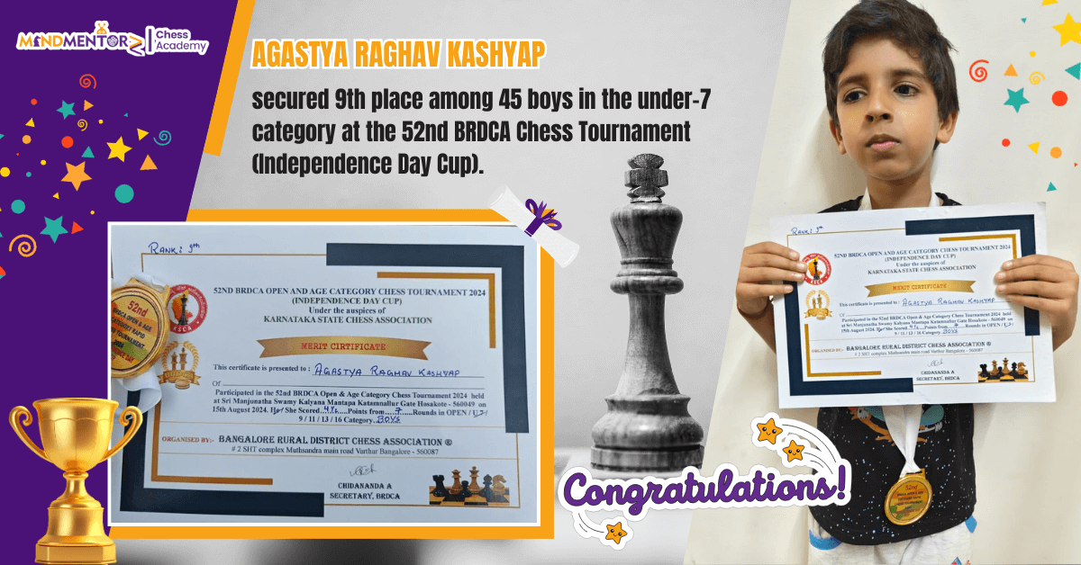Celebrating Agastya Kashyap’s Chess Achievement @BRDCA Independance Cup 2024